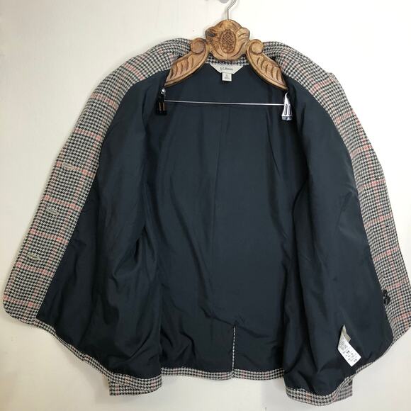 L.L. Bean Blazer Wool Silk Houndstooth Plaid Button Front Double Pockets XL - Picture 9 of 10